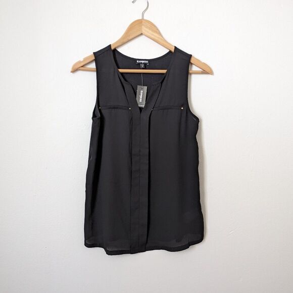 NWT Express black sheer jersey back sleeveless casual blouse tank top - Picture 1 of 4